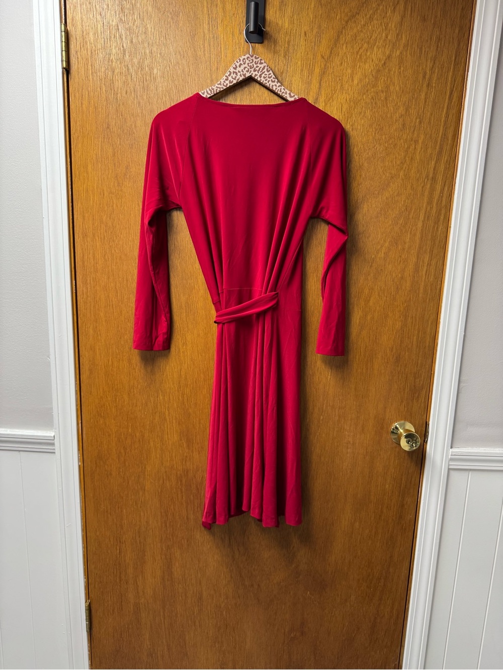 Norma Kamali Stretch Sweetheart Wrap Dress Long Sleeve Mini Red Large - Picture 9 of 10